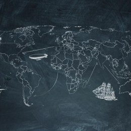 Fototapeta - Mapa Świata na tablicy