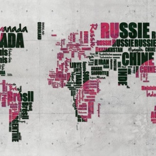 Fototapeta - Mapa z napisów Szary róż