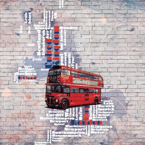 Fototapeta -Czerwony Autobus Graffiti