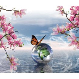 Fototapeta - Motyl, woda i kwiaty, 3D