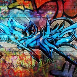 Fototapeta - Niebieski napis Graffiti