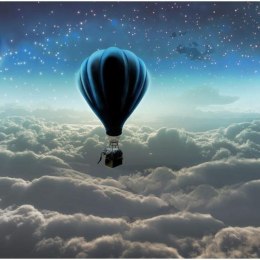Fototapeta - Nocne niebo, lot balonem