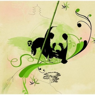 Fototapeta - Panda, Zielona, Malowana