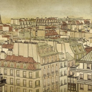 Fototapeta - Panorama Paryża, Vintage