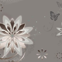 Fototapeta - Srebrny kwiat i motyl