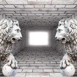 Fototapeta - Kamienne lwy, Tunel 3D