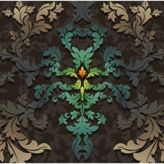 Fototapeta - Liście, ciemny ornament