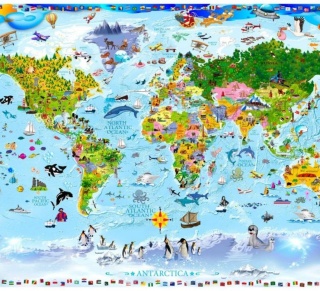 Fototapeta - Mapa świata dla dzieci