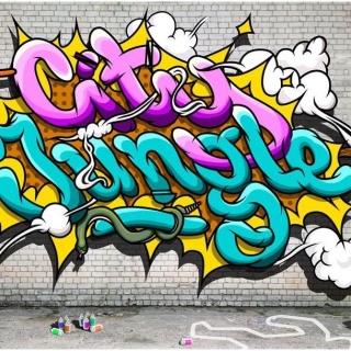 Fototapeta - Papuga, napis, graffiti