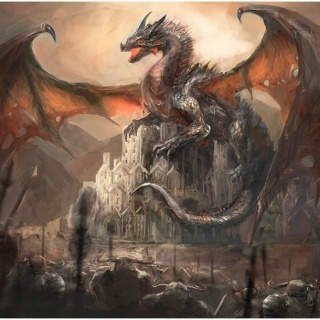 Fototapeta - Smok i Zamek, Fantasy