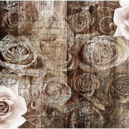 Fototapeta - Stare drewno i róże