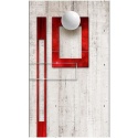 Tapeta na ścianę 10 m - Beton, czerwone ramki i białe kulki