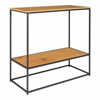 INDUSTRIALNA KONSOLA LOFT, CZARNY METAL, DĄB, KOMODA, Z PÓŁKĄ, 80 CM