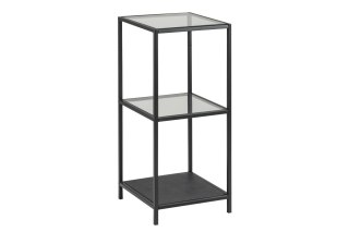 MAŁA CZARNA SZAFKA DENMARK, REGAŁ, METALOWA, SZKLANE PÓŁKI, LOFT, DO SALONU