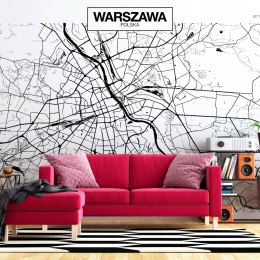 Fototapeta - Mapa Warszawy, Kontur