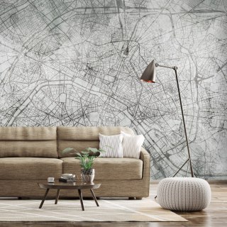 Fototapeta - Mapa Paryża, Loft, Beton