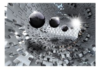 Fototapeta samoprzylepna - Tunel 3D Chrom