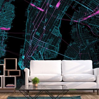 Fototapeta - Mapa Manhattanu, Ciemna