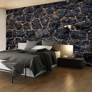 Fototapeta - Czarny Kamienny Mur