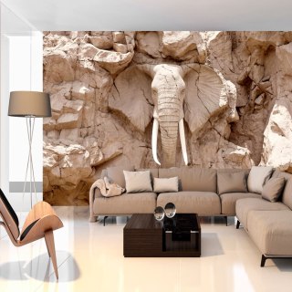 Fototapeta - Rzeźba słonia, Skała 3D