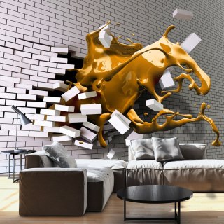 Fototapeta - Żółty Kleks 3D, Mur
