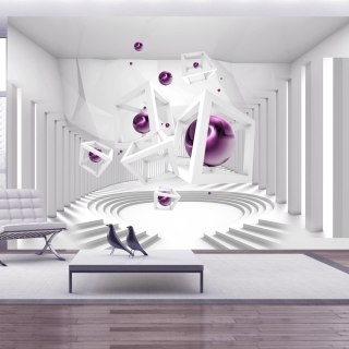 Fototapeta - Biała 3D, Fioletowe Kule