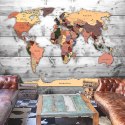 Fototapeta - Mapa świata na deskach