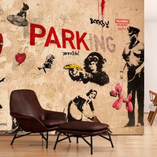 Fototapeta - Beżowa, Graffiti, Banksy