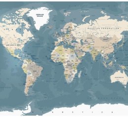 Fototapeta - Błękitna Mapa Świata