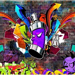Fototapeta - Ceglany Mur Graffiti