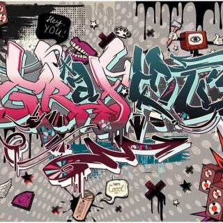 Fototapeta - Różowo-Szare Graffiti