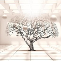 Fototapeta - Beżowa, Drzewo 3D