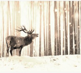 Fototapeta - Jeleń na śniegu - sepia