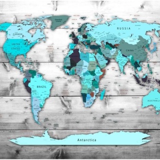 Fototapeta - Mapa, Drewno, Turkus