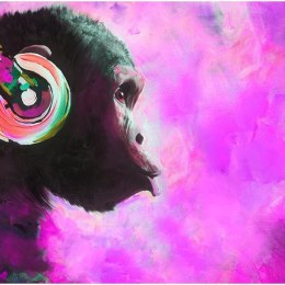 Fototapeta - Różowa małpa, muzyczna