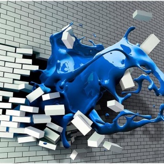 Fototapeta - Niebieski Kleks 3D, Mur