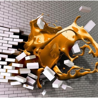 Fototapeta - Żółty Kleks 3D, Mur