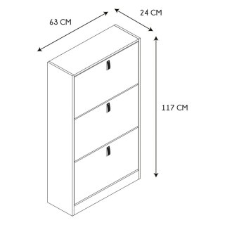 SZAFKA NA BUTY LOFT, MDF, DĄB, DO PRZEDPOKOJU, 3 UCHYLNE SZAFKI, 63 CM