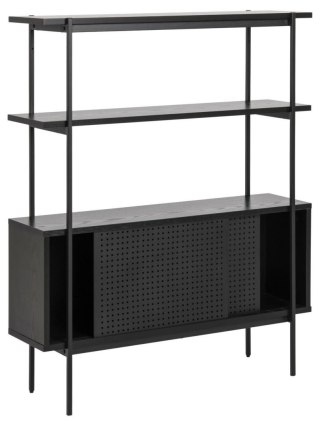 INDUSTRIALNY REGAŁ Z SZAFKĄ, CZARNY METAL, DO SALONU, LOFT, PÓŁKI, 94 cm
