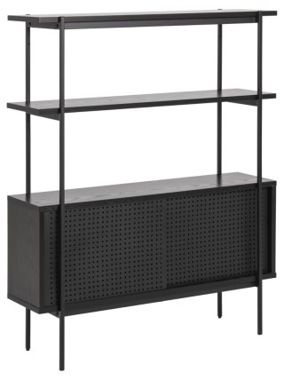 INDUSTRIALNY REGAŁ Z SZAFKĄ, CZARNY METAL, DO SALONU, LOFT, PÓŁKI, 94 cm