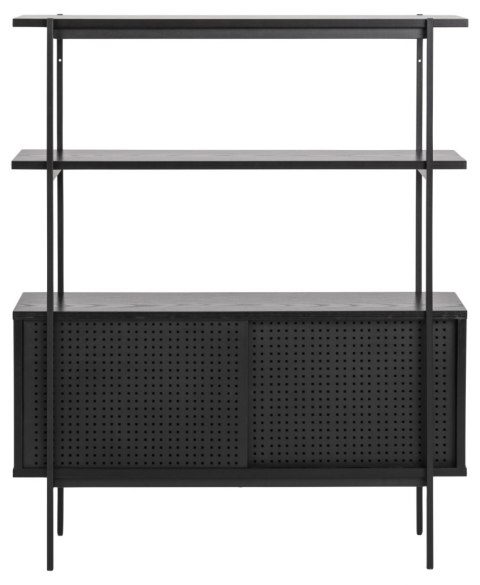 INDUSTRIALNY REGAŁ Z SZAFKĄ, CZARNY METAL, DO SALONU, LOFT, PÓŁKI, 94 cm