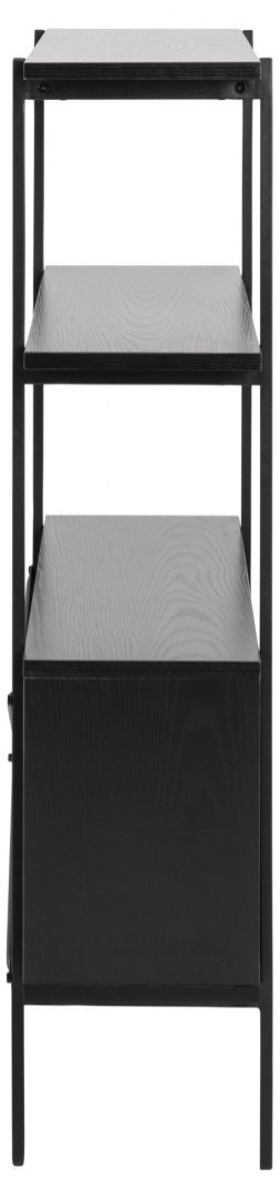INDUSTRIALNY REGAŁ Z SZAFKĄ, CZARNY METAL, DO SALONU, LOFT, PÓŁKI, 94 cm