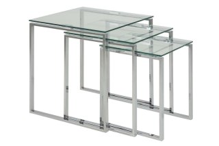 STOLIK KAWOWY ZESTAW LUCENTE, LAWA, LOFT, DO SALONU, SZKŁO, Z CHROMEM, 50CM