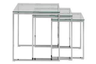 STOLIK KAWOWY ZESTAW LUCENTE, LAWA, LOFT, DO SALONU, SZKŁO, Z CHROMEM, 50CM